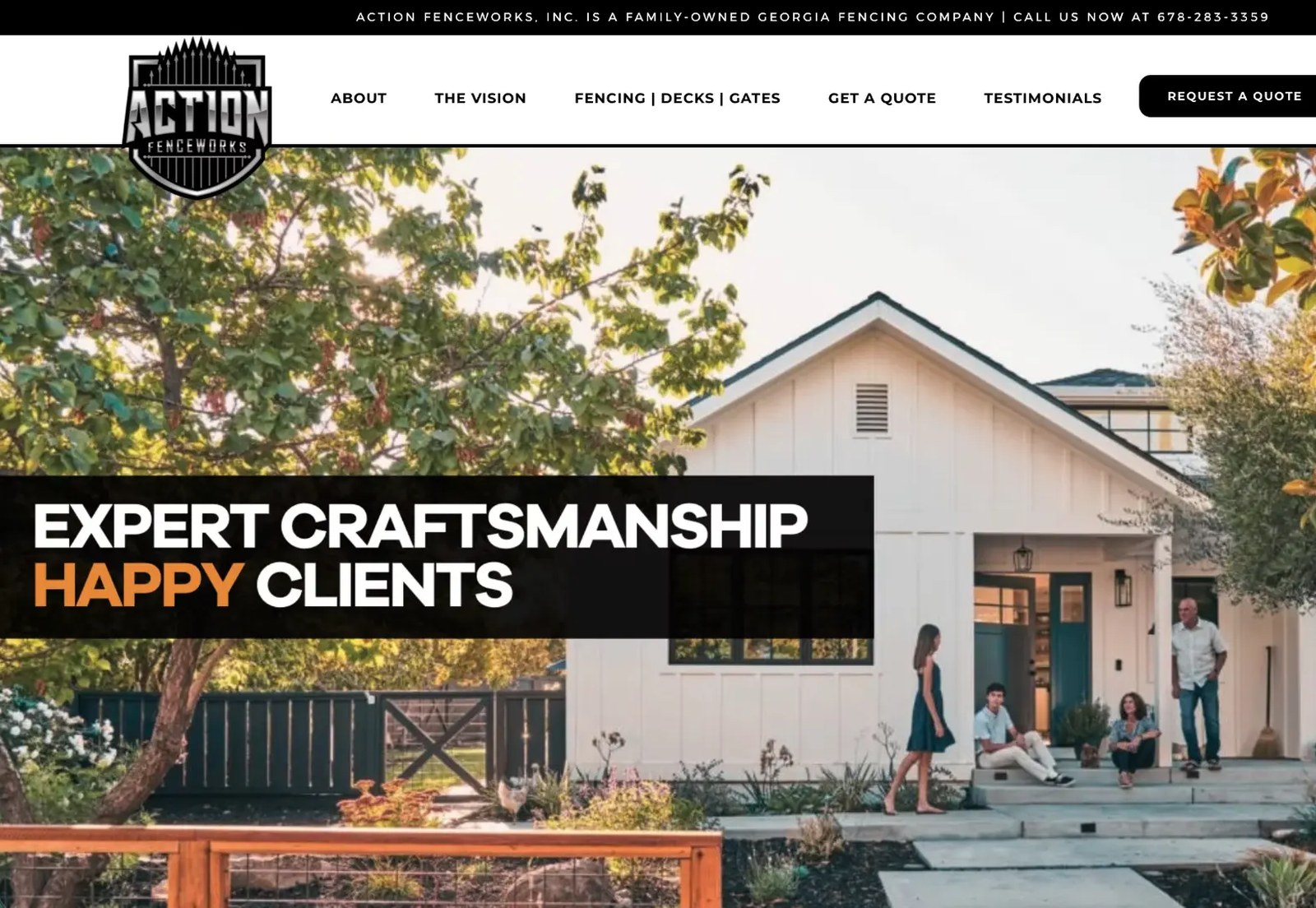 Action Fenceworks website screenshot